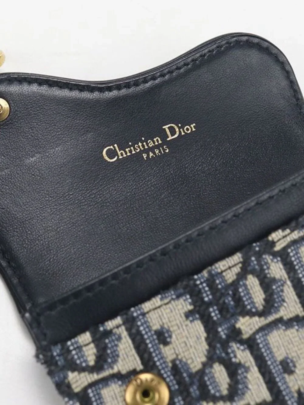 Dior Blue Mukado Holder Saddle Business Card Oblique Credit